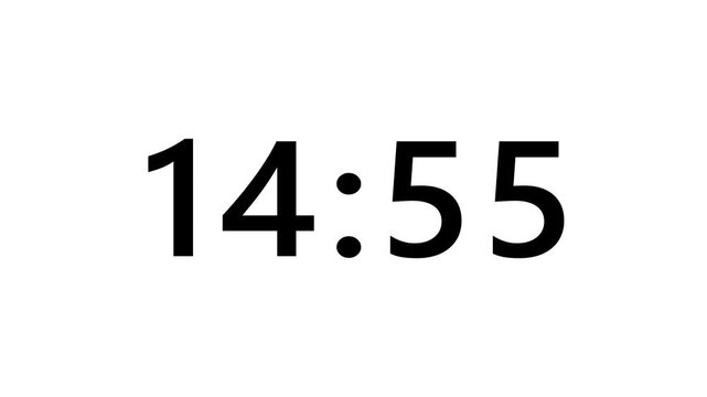 Modern countdown timer from 15 minute to 14 minute on white background suitable for presentations, productivity, educational content,and more element for overlay concept. 4K footage motion video