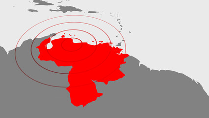 Fototapeta na wymiar Venezuela Earthquake Concept on Map with Seismic Waves and Copy Space Illustration
