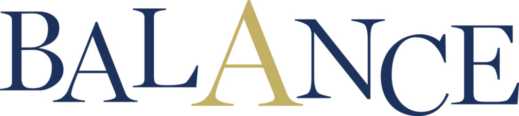 Elegant serif BALANCE typography with gold accent letter © KEI KATA