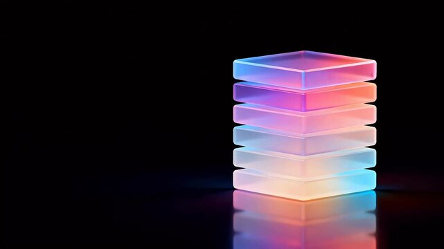 Stacked glowing cubes on black background