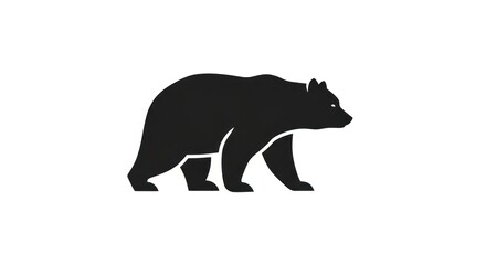 Fototapeta premium Black silhouette of a walking bear.