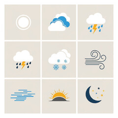 Obraz premium Weather forecast icons set collection.