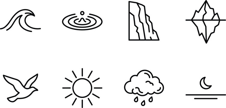 set of vector icons of nature