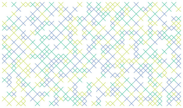 Random intersecting line network pattern in gradient blue and green.