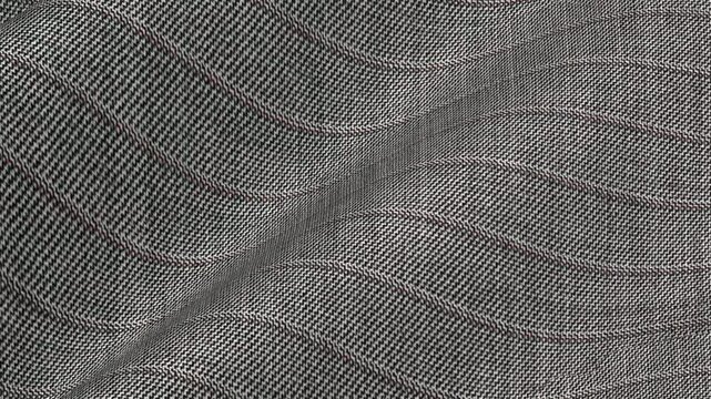 Elite Italian Medium Gray Pinstripe Wool Suiting Fabric flowing in classic corporate waves of executive stripe pattern and high end suit texture