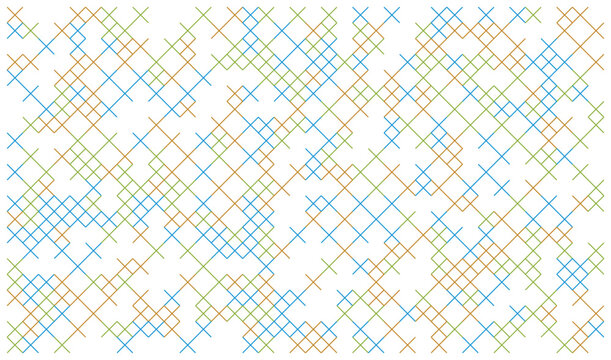 Random intersecting line pattern with blue green and brown colors.