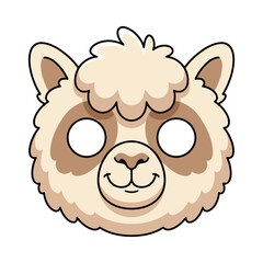 Fototapeta premium Fluffy Alpaca Animal Head Vector Illustration for Childrens Mask
