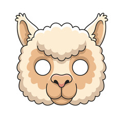 Fototapeta premium Cute Llama Face Mask Illustration for Kids Party and Costume