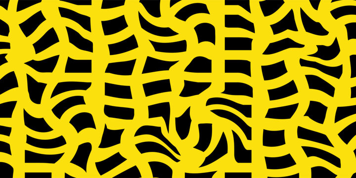 abstract monochrome repeatable black minus wave pattern on yellow.