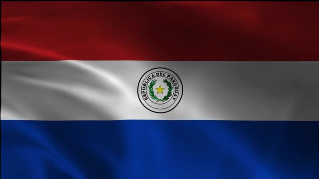 Waving Paraguayan flag animation with national symbol