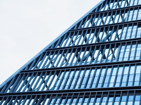 Steel frame Building glass facade Modern architecture Exterior Industrial background