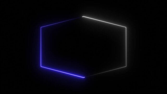 Neon Hexagon Frame Animation With Blue Glow Light Looping Background Element