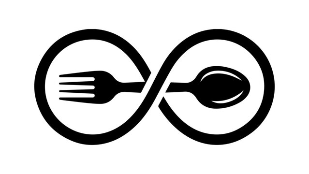 Infinity sign with fork and spoon for restaurant food logo icon