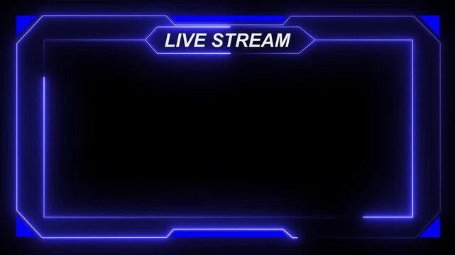 Live streaming Frame - animated red neon overlay frame for live streaming and gaming templates