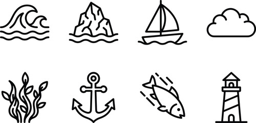 Obraz premium set of icons of beach