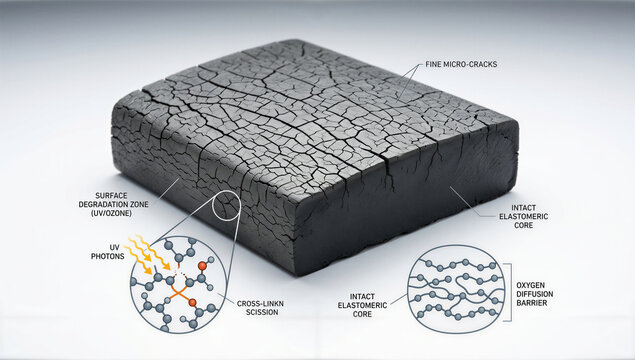 Unveiling elastomeric material's journey from surface degradation to an intact molecular core