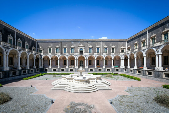 Baroque Architecture of Historic University and Religious Monastery Building in Catania