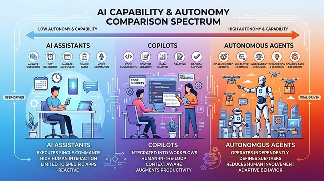 Ai capability and autonomy comparison spectrum infographic