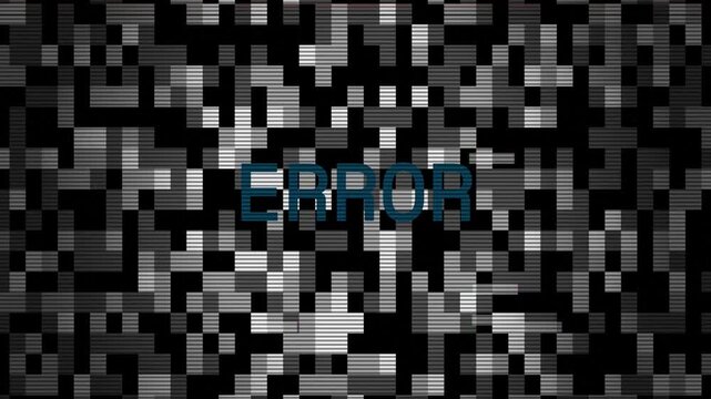 Abstract digital background with pixelated noise and the word error in the center.