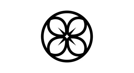 Black circular geometric floral clover pattern logo. © Sendal