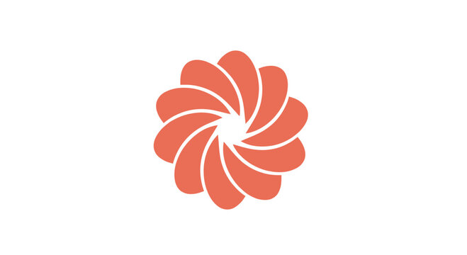 Abstract orange swirling flower or camera shutter icon.
