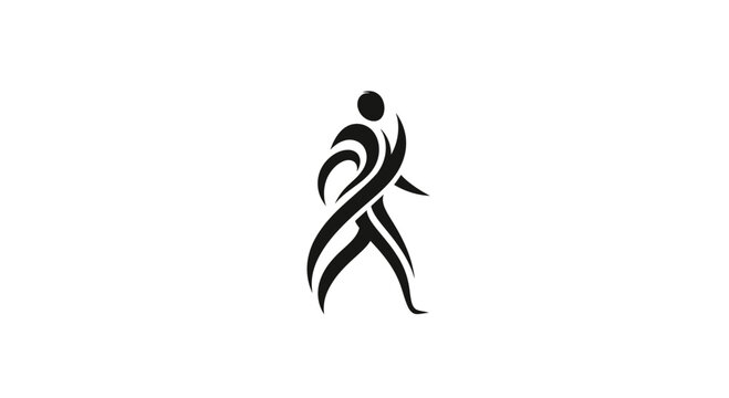 Abstract stylized athlete running logo design.
