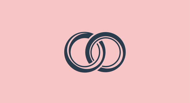Abstract interlocking circles logo on pink background