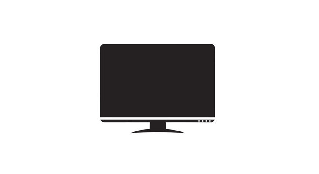 Black flat screen computer monitor display device icon.
