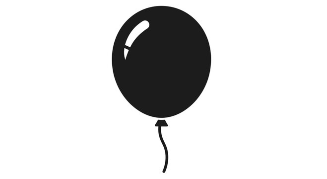 Black balloon silhouette with string on white