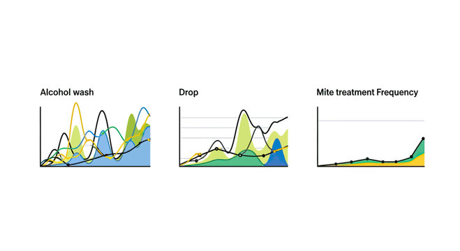 Bee colony mite treatment frequency data visualization charts