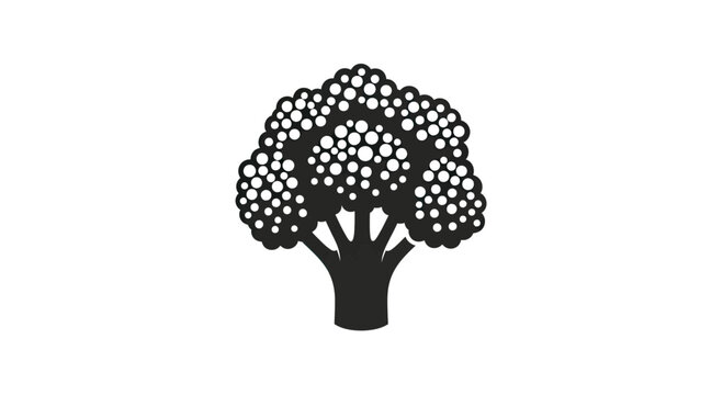 Black and white stippled broccoli head icon.