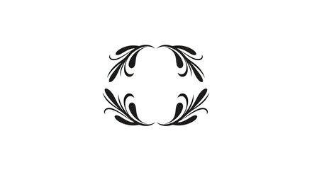 Fototapeta premium Black floral decorative scroll border elements.