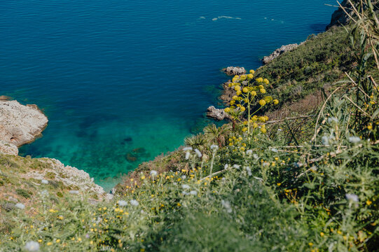 Turquoise coastal waters near Punta Leone in Zingaro Nature Reserve