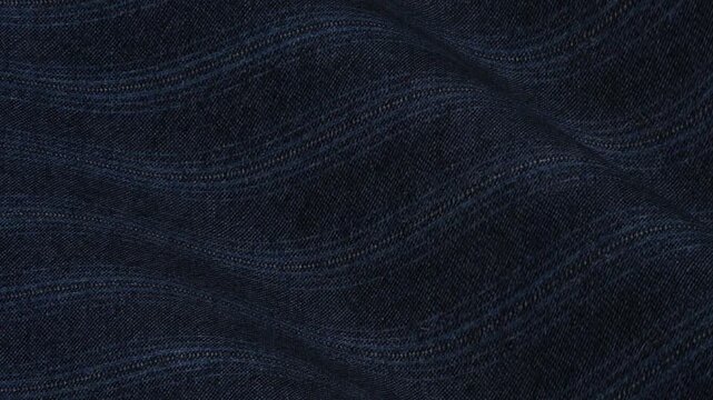 Elite Italian Deep Navy Chalk Stripe Wool Fabric cascading in bold elegant waves of dark indigo backdrop and classic executive tailoring lines