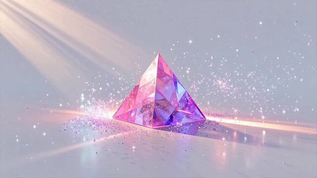 Colorful glowing pyramid with sparkles