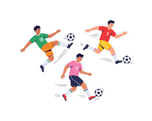 Obraz premium Football Match Action Players Kicking Ball Celebration Graphic Design