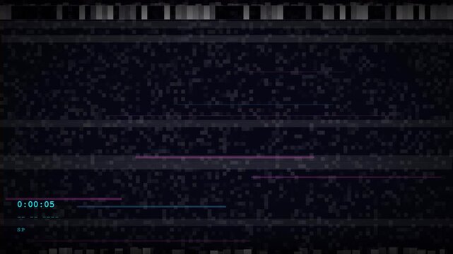 Analog tv noise static grain glitch pattern. Dark monochrome video signal suitable for retro design projects, digital art, and backgrounds.