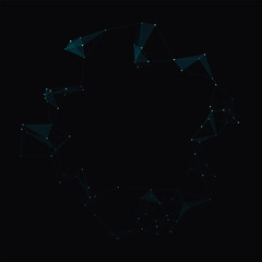 Teal Digital Network Ring With Polygonal Mesh Connection Dots And Futuristic Technology Structure © ellyson
