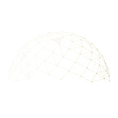 Abstract Gold Network Sphere With Polygonal Mesh Digital Data Dots And Connected Technology Structure © ellyson