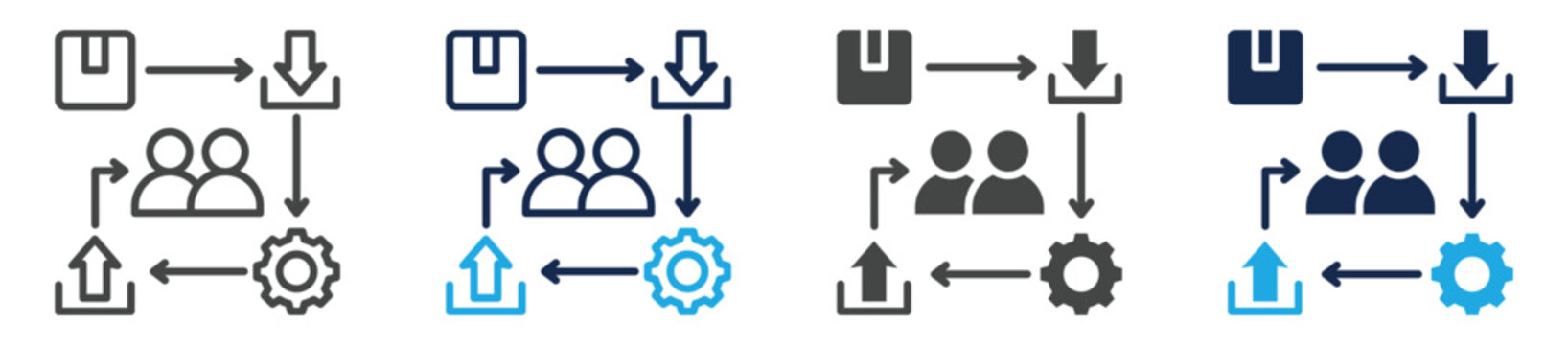 sipoc icon set multiple concept