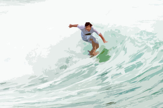 surfing in the waves