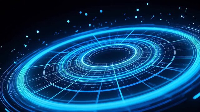 Blue glowing circular digital pattern