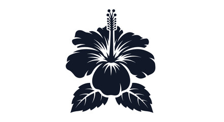 Black hibiscus flower silhouette icon. © gudangPIXEL