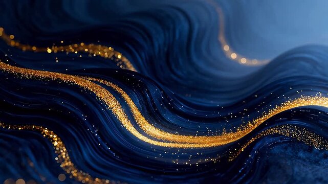 Blue and gold abstract wave pattern