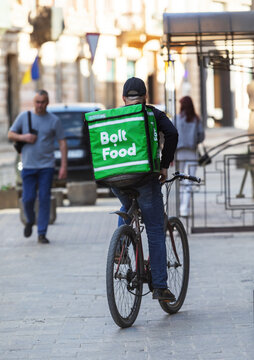 Bolt Food Courier Delivering Express Meals In Lviv Ukraine