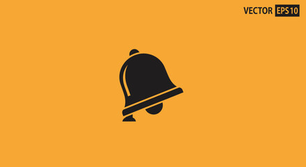 Fototapeta premium Black ringing bell icon on bright yellow background.