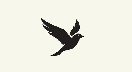 Fototapeta premium Black silhouette of a flying dove bird.