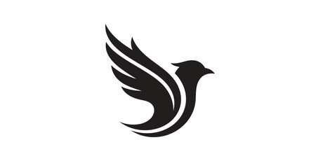 Fototapeta premium Black silhouette of eagle or bird in flight.