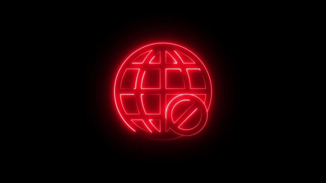 Offline no internet connection icon animation on black background