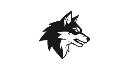 Black wolf head mascot logo profile view. © gudangPIXEL